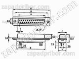 Соединитель DB-25M 25pin вилка на кабель