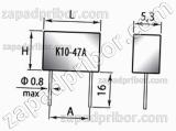 Конденсатор керамический К10-47А Н30 100 в 0.047 мкф 