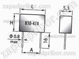 Конденсатор керамический К10-47А МПО 100 в 0.1 мкф 