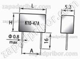 Конденсатор керамический К10-47А Н30 250 в 6800 пф 