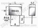 Конденсатор керамический К10-47А Н30 50 в 0.15 мкф
