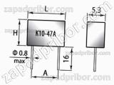 Конденсатор керамический К10-47А Н90 50 в 6.8 мкф 