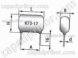 Конденсатор пленочный и металлопленочный К73-17 63 в 0.022 мкф 