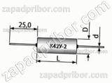 Конденсатор бумажный К42У-2 500 в 0.1 мкф