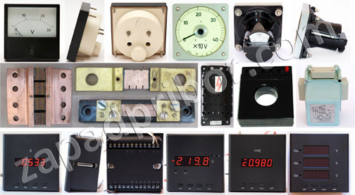 ammeters, voltmeters, wattmeters, varmeters, frequency meters , phase meters